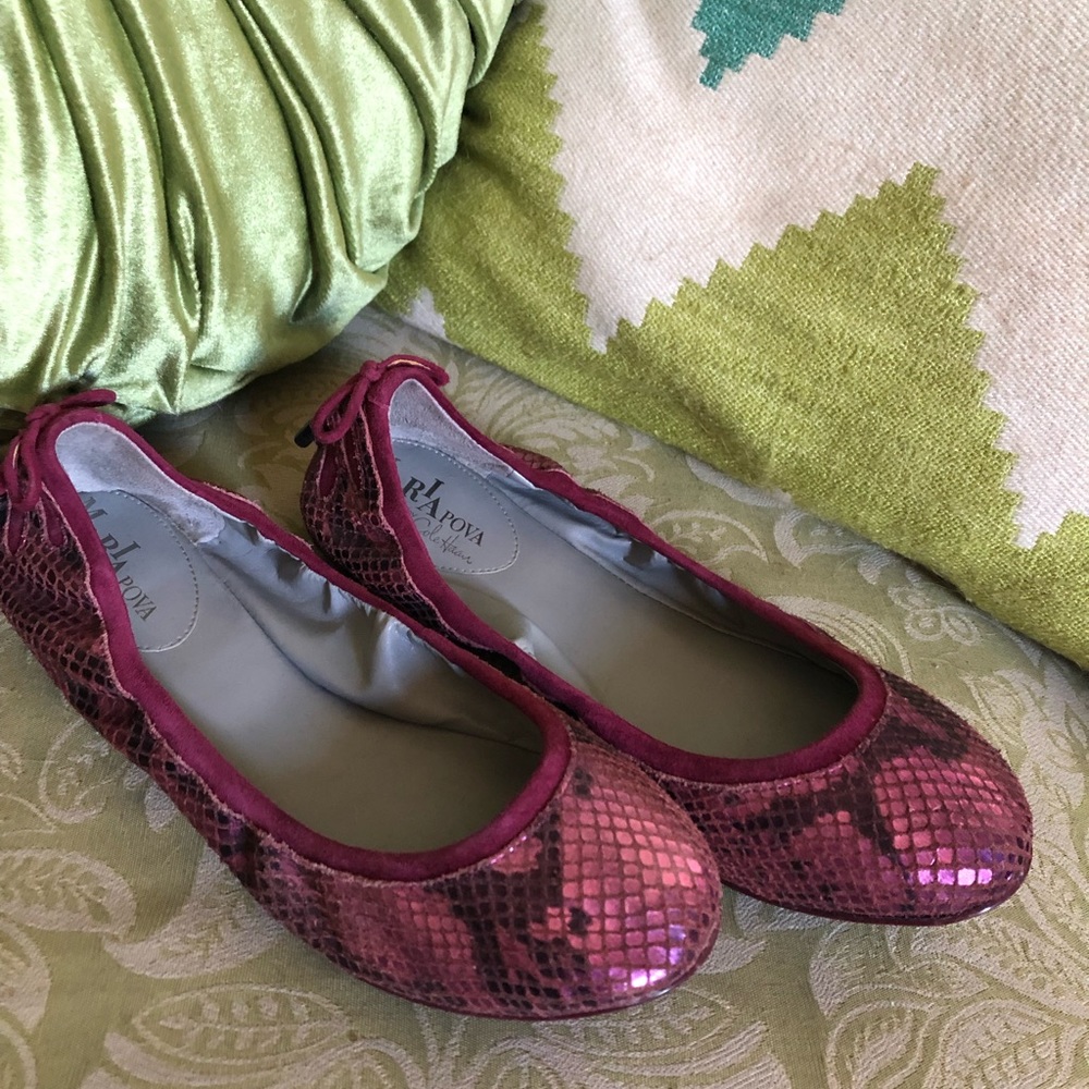 Cole Haan Pink Snake Skin ballet flats, size: 6.5